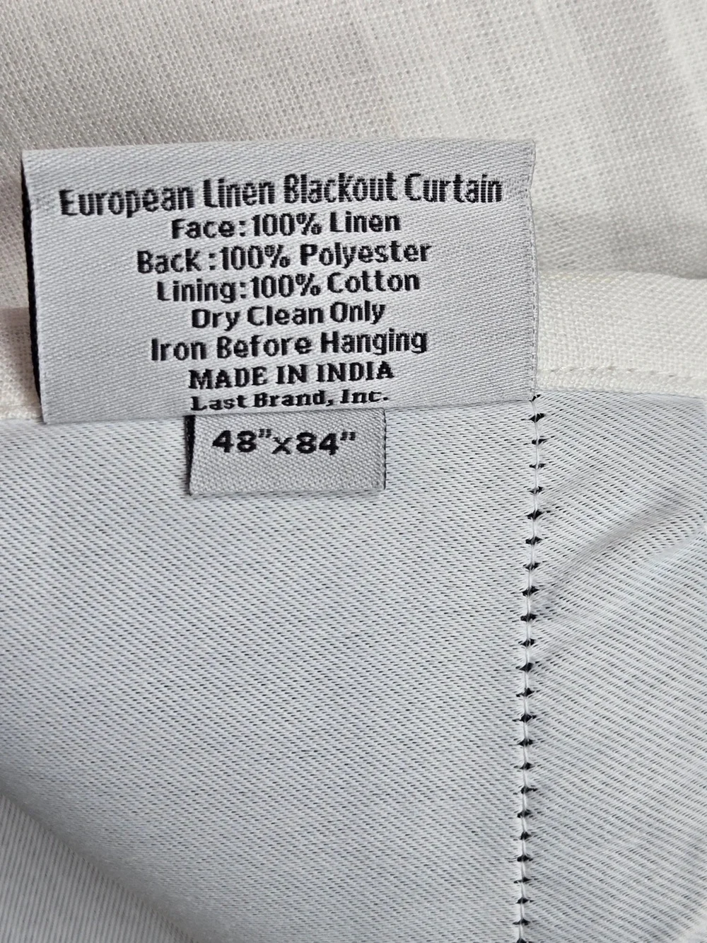 QUINCE Set Of 2 48x84 European Linen Blackout Curtains White 9374